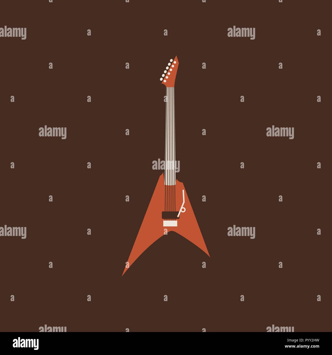 Retrò icona a forma di chitarra. Vettore isolato String ill. Illustrazione Vettoriale