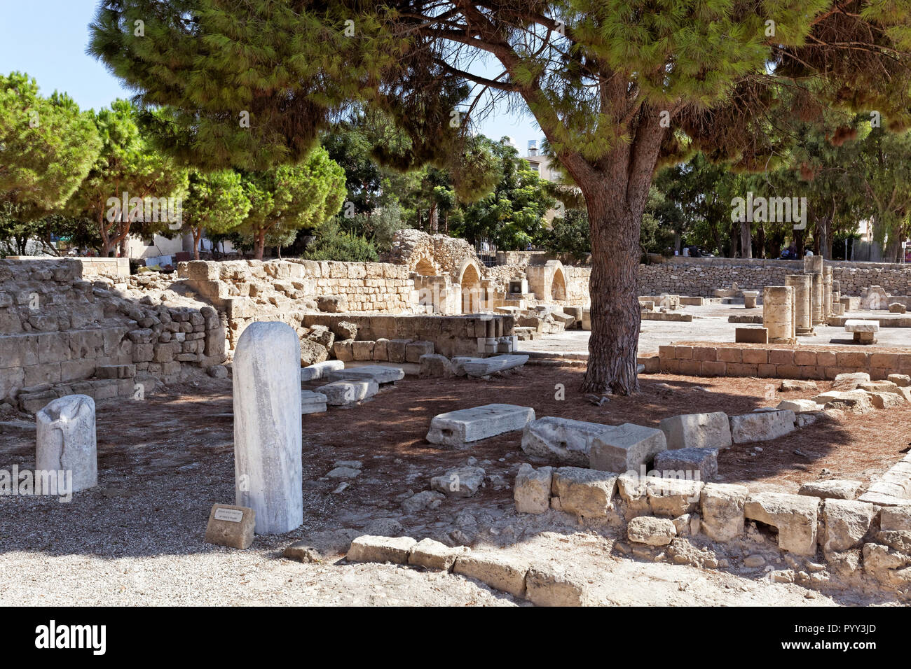 Scavo Archeologico sito, Paulus colonna, San Paolo basilica paleocristiana di Panagia Chrysopolitissa Foto Stock