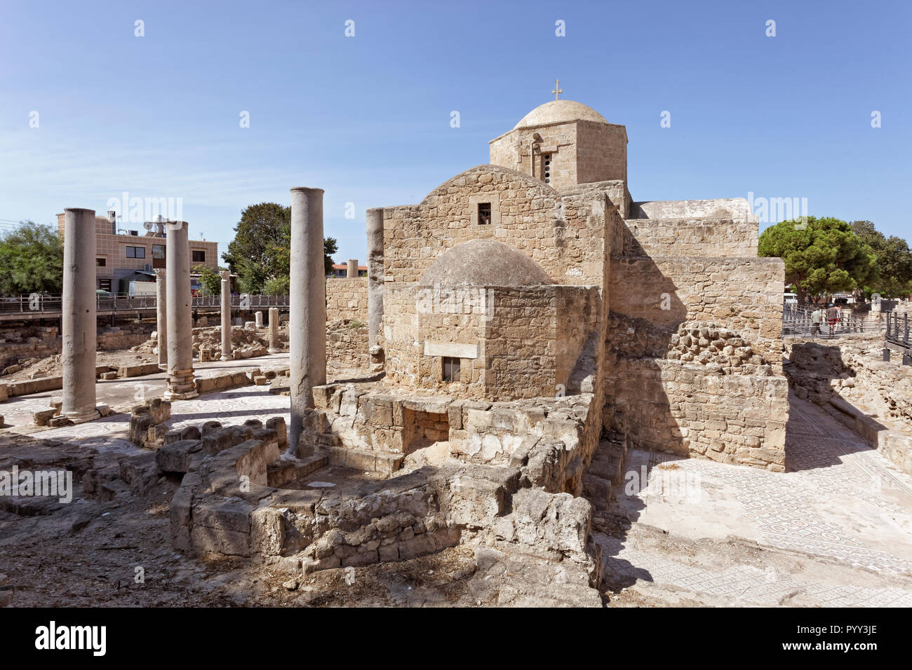 Scavo Archeologico sito, basilica paleocristiana di Panagia Chrysopolitissa, Chiesa di Agia Kiriaki, Kato Pafos Foto Stock
