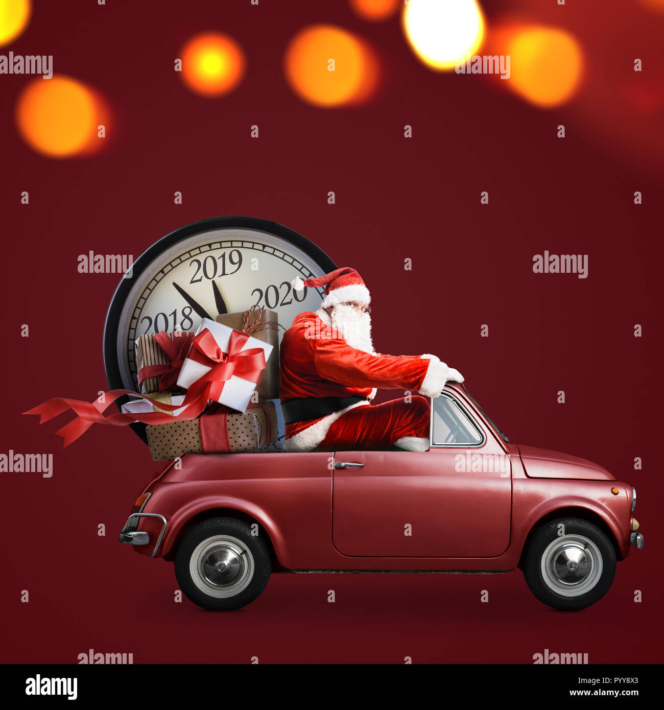 Babbo Natale conto alla rovescia su auto Foto Stock