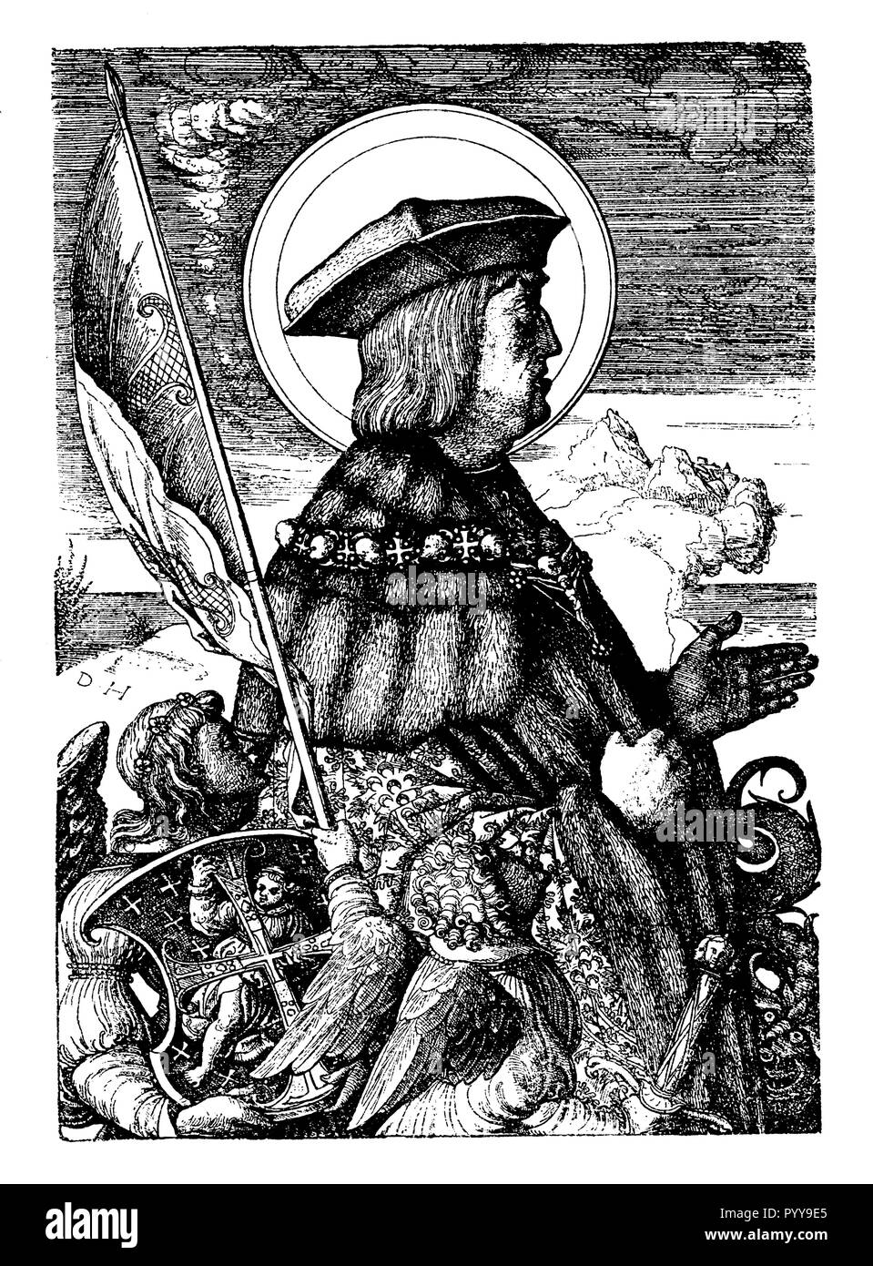 L'Imperatore Massimiliano I. Dopo una incisione su rame di Daniel Hopfer, Daniel Hopfer (1470-1536) 1923 Foto Stock