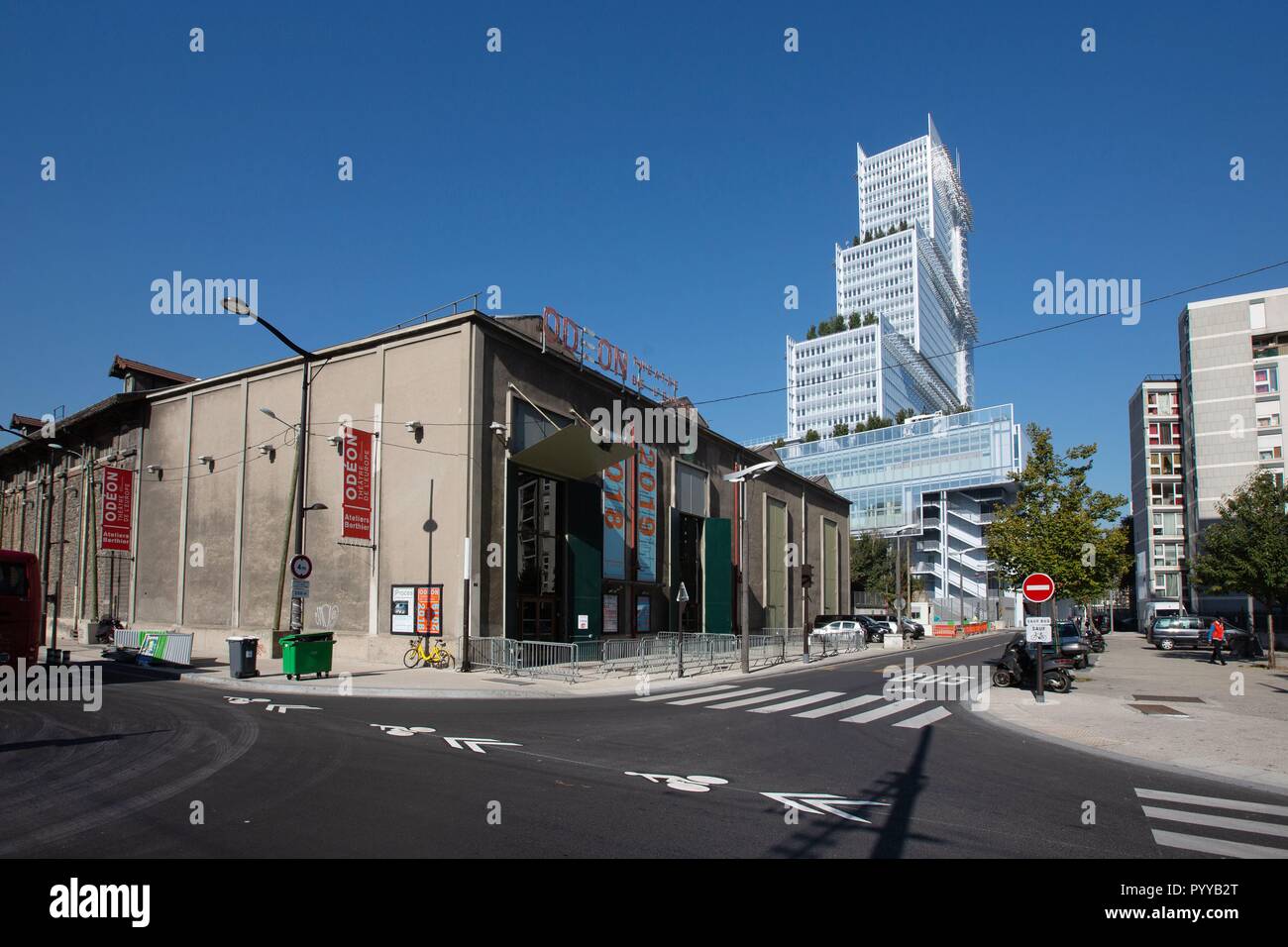 Francia, Ile de France, Parigi XVII arrondissement di Parigi, il quartiere Batignolles, intorno al Martin Luther King park, ecodistrict, il nuovo Palais de Justice, Renzo Piano Architetto, Teatro Odeon de l'Europe, Ateliers Berthier Foto Stock