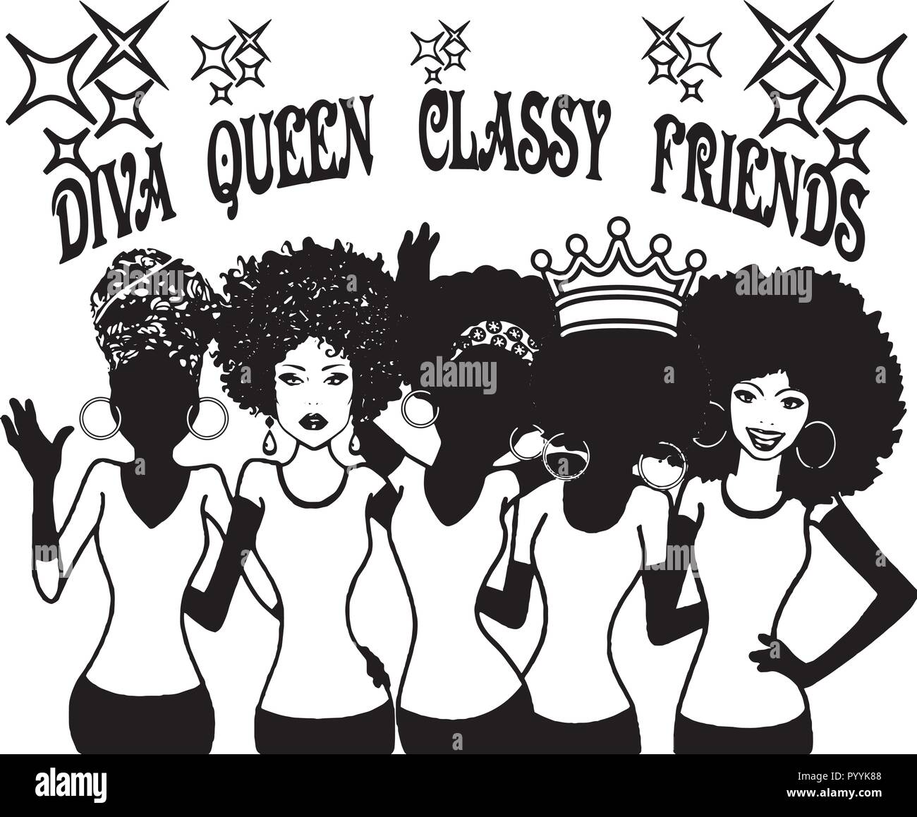 Questo sono African American bellissima regina, dive di donne di classe Illustrazione Vettoriale