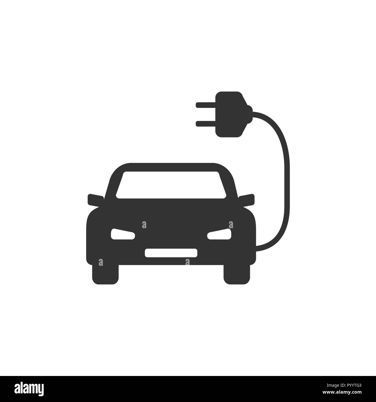 Auto elettrica icona. Design piatto. Illustrazione Vettoriale. Illustrazione Vettoriale