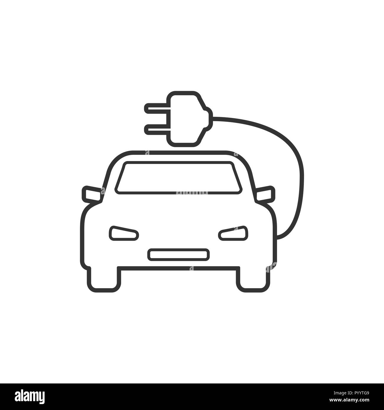 Auto elettrica icona. Design piatto. Illustrazione Vettoriale. Illustrazione Vettoriale