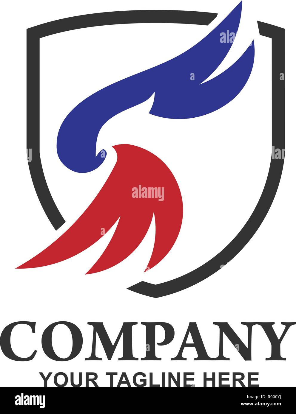 Testa di Eagle con logo di schermo il modello Hawk mascotte, grafica creativa e moderna eagle bird vettore logo Illustrazione Vettoriale