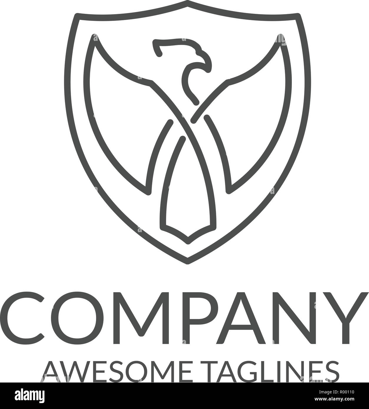 Eagle logo design modello con uno schermo stile contorno Illustrazione Vettoriale