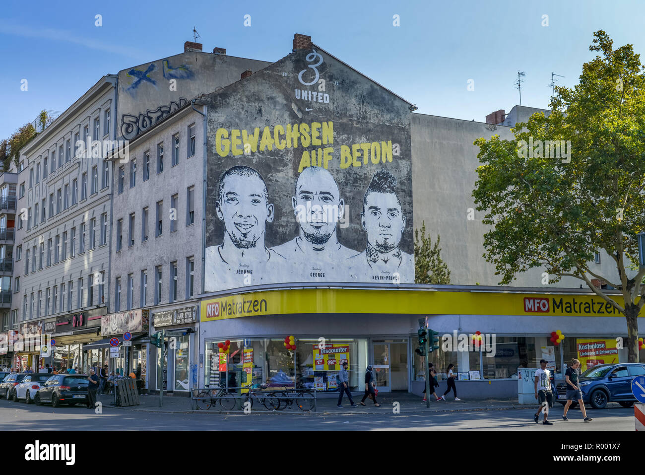 Foto di parete, fratelli Boateng, Badstrasse, Pankstrasse, sorgente minerale, medio, Berlino, Germania, Wandbild, Brueder Boateng, Gesundbrunnen, Mitte, DEU Foto Stock