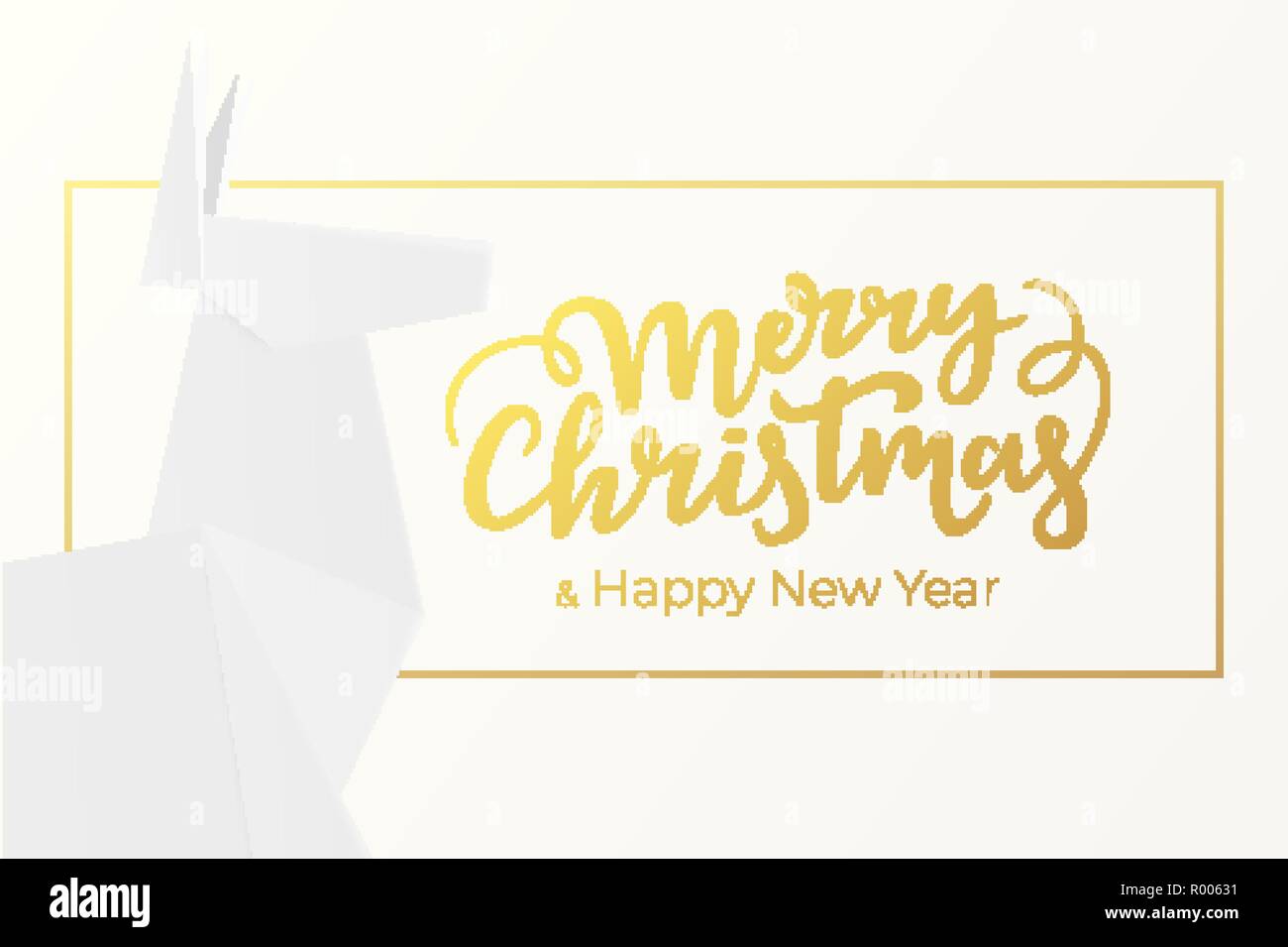 Elegante Natale e Anno Nuovo biglietto di auguri design con scritte e telaio della lamina dorata e luminosa sullo sfondo di un premio di gara carta argentata Illustrazione Vettoriale