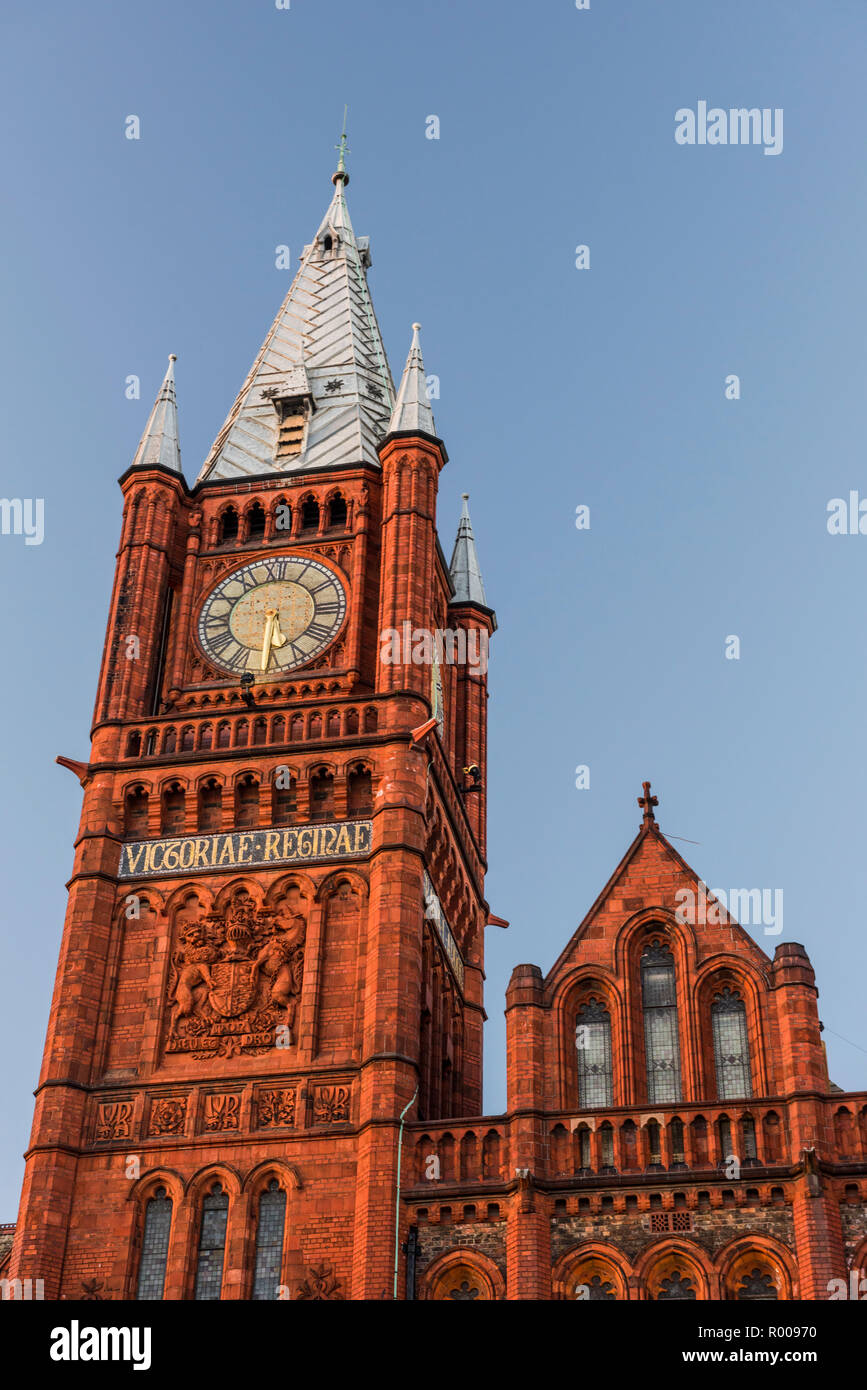 La Victoria Building clock tower, Brownlow Hill, Università di Liverpool, Merseyside Foto Stock