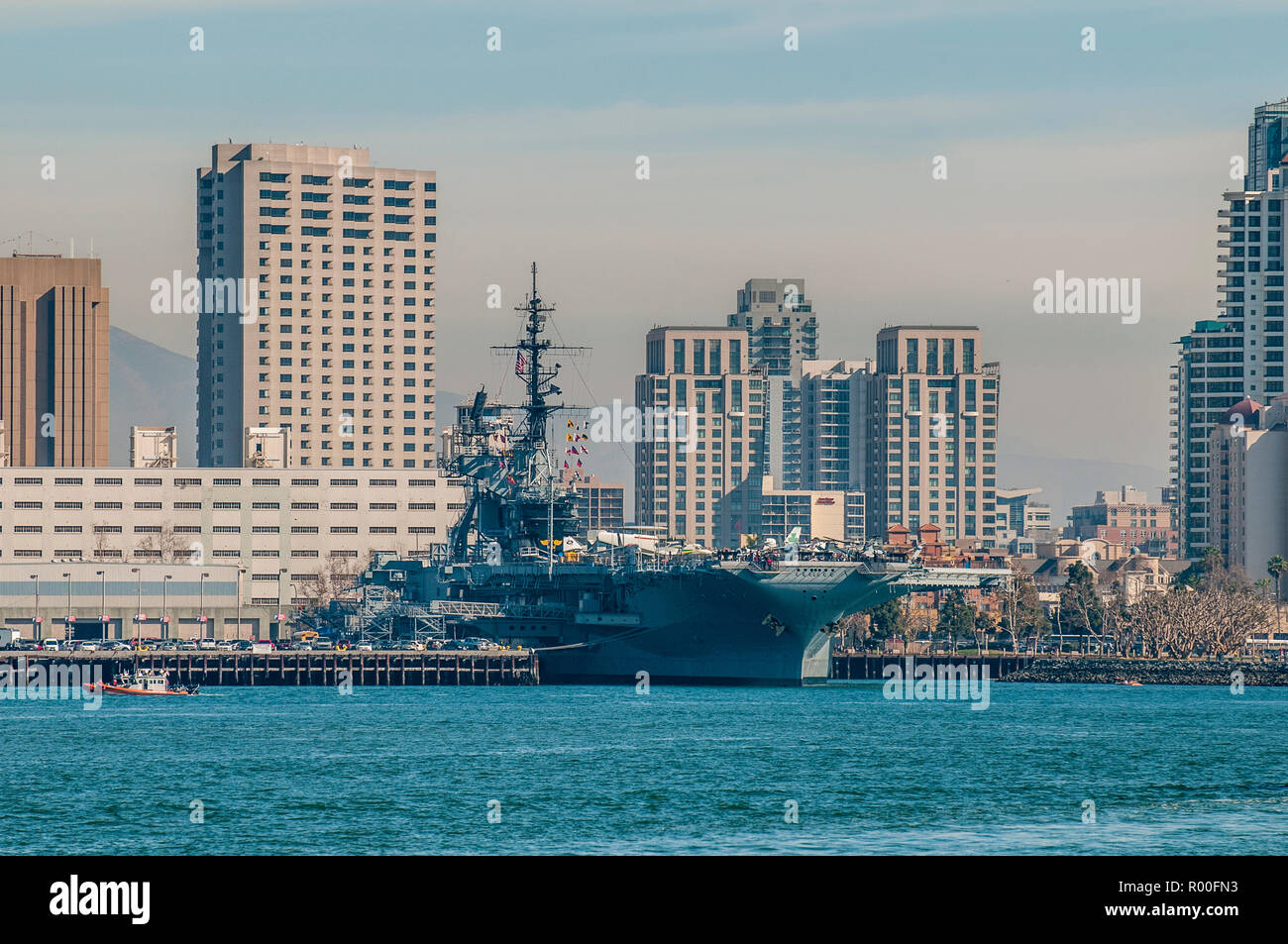 USS Midway (portaerei), il Museo del Porto di San Diego, San Diego, California. Foto Stock