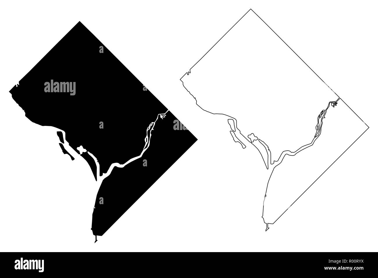La città di Washington ( Stati Uniti città, Stati Uniti d'America, usa city) mappa illustrazione vettoriale, scribble schizzo città di Washington D.C. (Distric Illustrazione Vettoriale