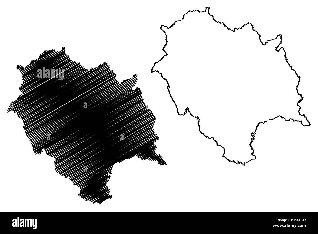 Himachal Pradesh (Stati e territori dell'Unione Indiana, Stati federati, la Repubblica dell' India) mappa illustrazione vettoriale, scribble schizzo Himachal Prades Illustrazione Vettoriale