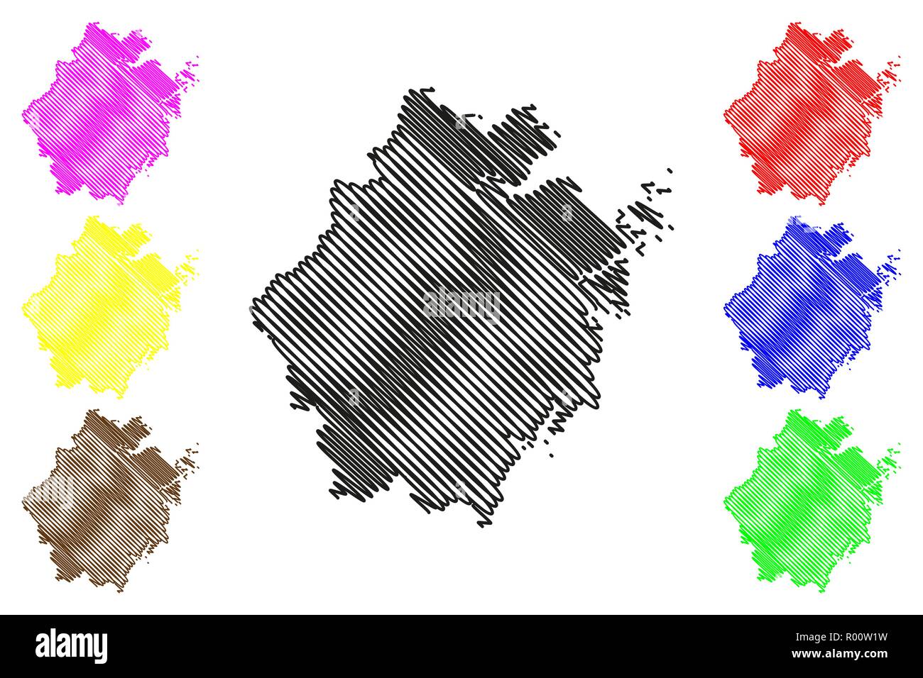 La provincia di Zhejiang (divisioni amministrative della Cina, Repubblica Popolare Cinese Repubblica Popolare Cinese) mappa illustrazione vettoriale, scribble schizzo Chekiang mappa Illustrazione Vettoriale
