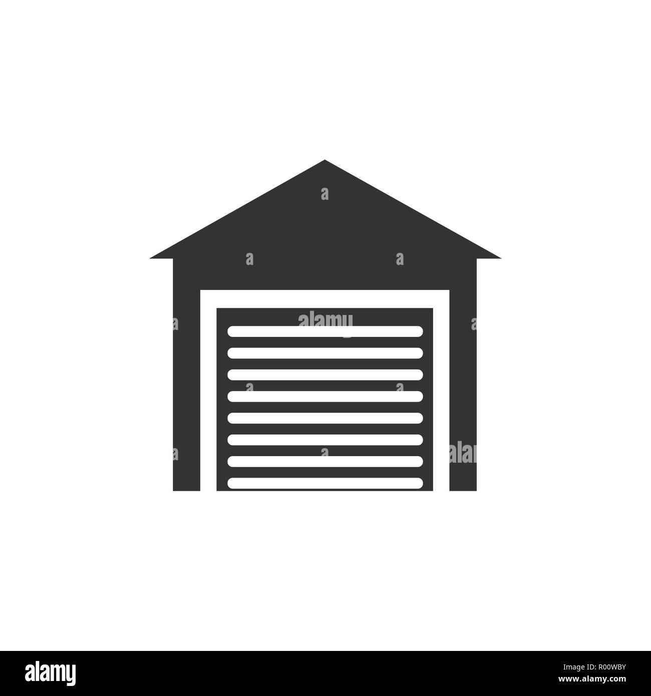 Icona di garage, parcheggio trasporto segno. Illustrazione Vettoriale, design piatto. Illustrazione Vettoriale