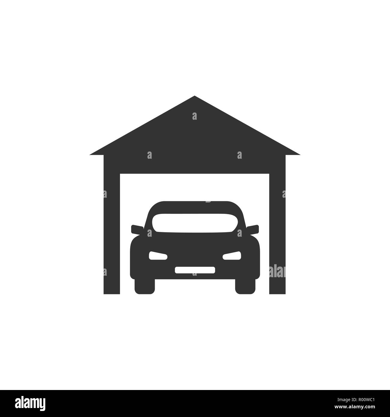 Icona di garage, auto segno. Illustrazione Vettoriale, design piatto. Illustrazione Vettoriale