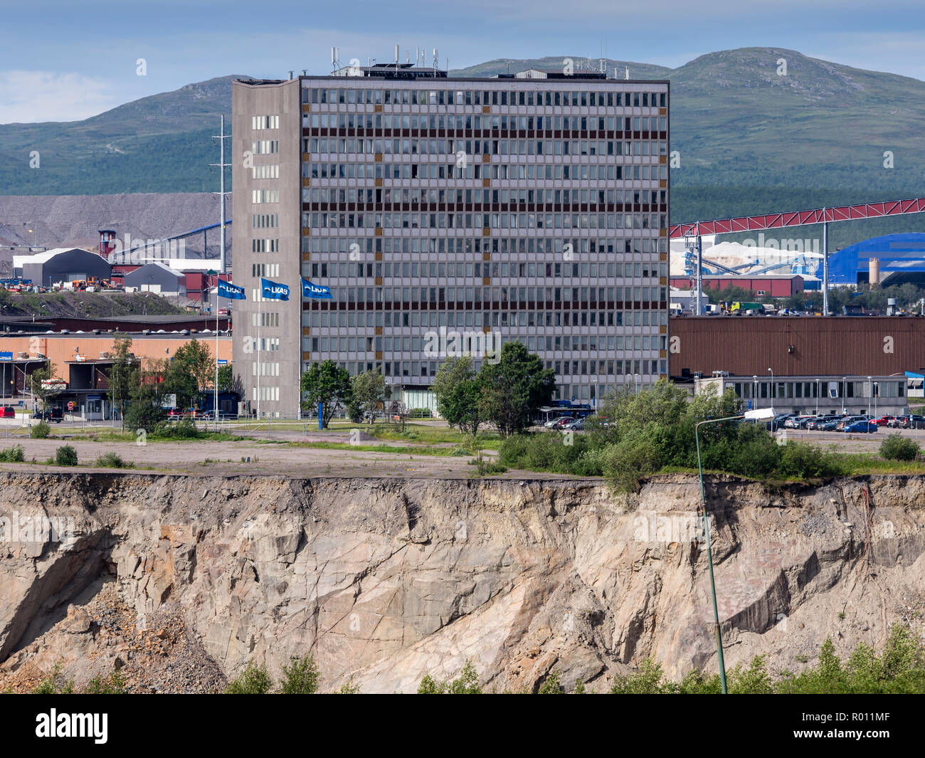 Ferro LKAB area mineraria, amministrazione edificio, Kiruna, Svezia Foto Stock