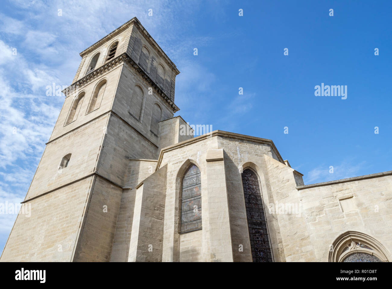Il campanile del XIV secolo gotico Saint-Agricol Collégiale d'Avignon Avignon Vaucluse, Provence-Alpes-Côte d'Azur, in Francia Foto Stock