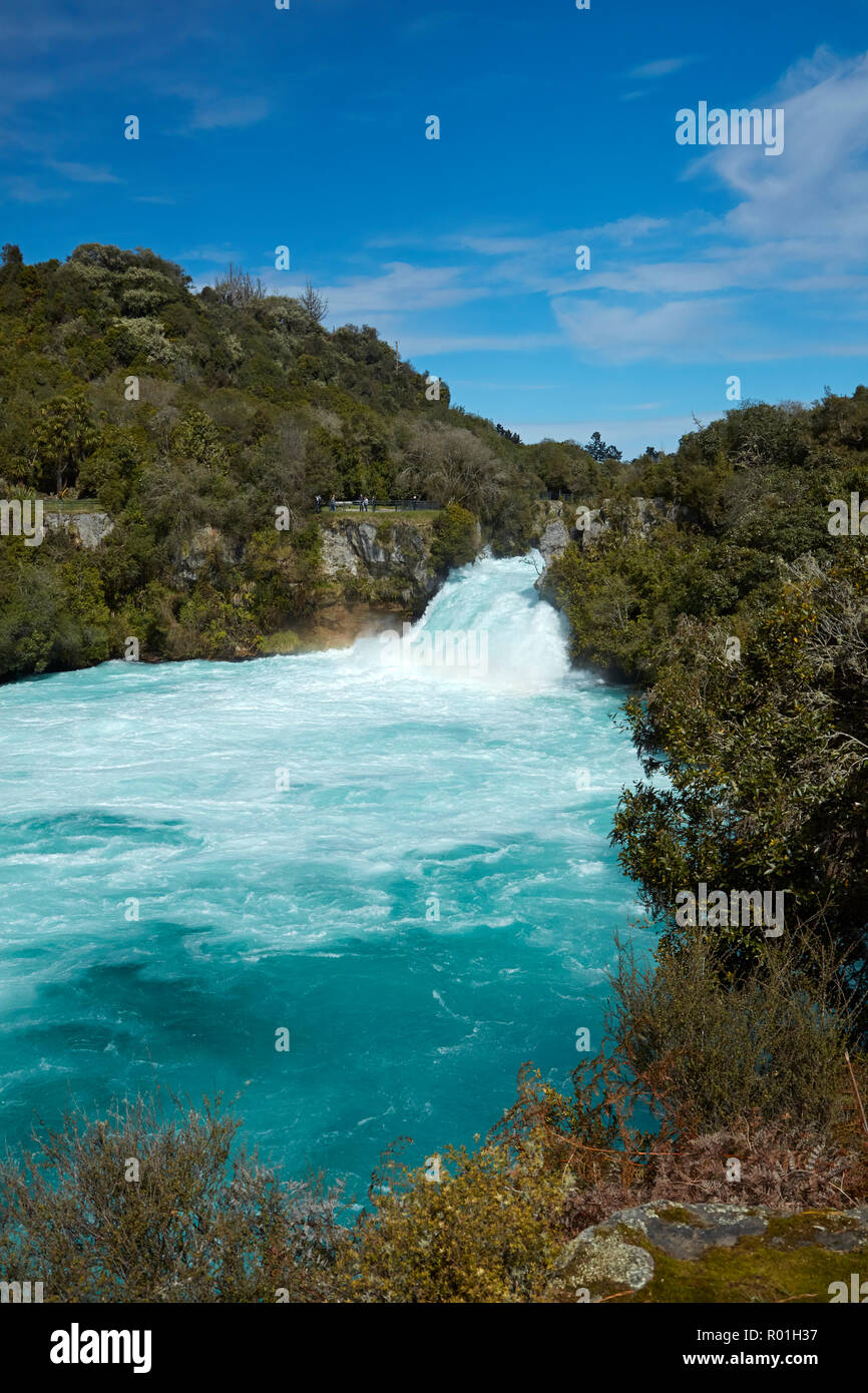 Cascate Huka e fiume Waikato, vicino a Taupo, Isola del nord, Nuova Zelanda Foto Stock