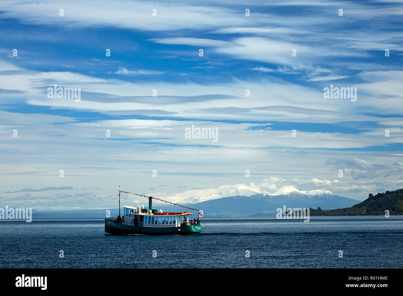 Ernest Kemp replica battello a vapore, Lago Taupo, Isola del nord, Nuova Zelanda Foto Stock