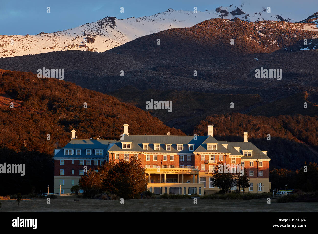 Grand Chateau e Mt Ruapehu, altopiano centrale, Isola del nord, Nuova Zelanda Foto Stock
