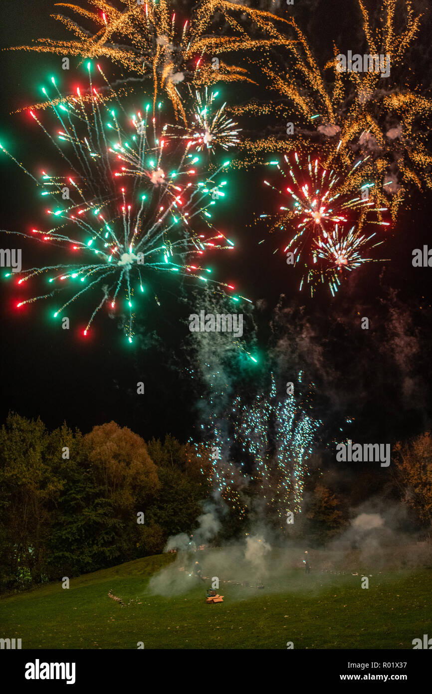 Melton Mowbray, Regno Unito. 31 ottobre 2018: festa di Halloween al parco playclose Halloween risale all'antica in occasione del festival di musica celtica di Samhain. Halloween ha iniziato unicamente come un cristiano di vacanza. Credito: Clifford Norton/Alamy Live News Foto Stock