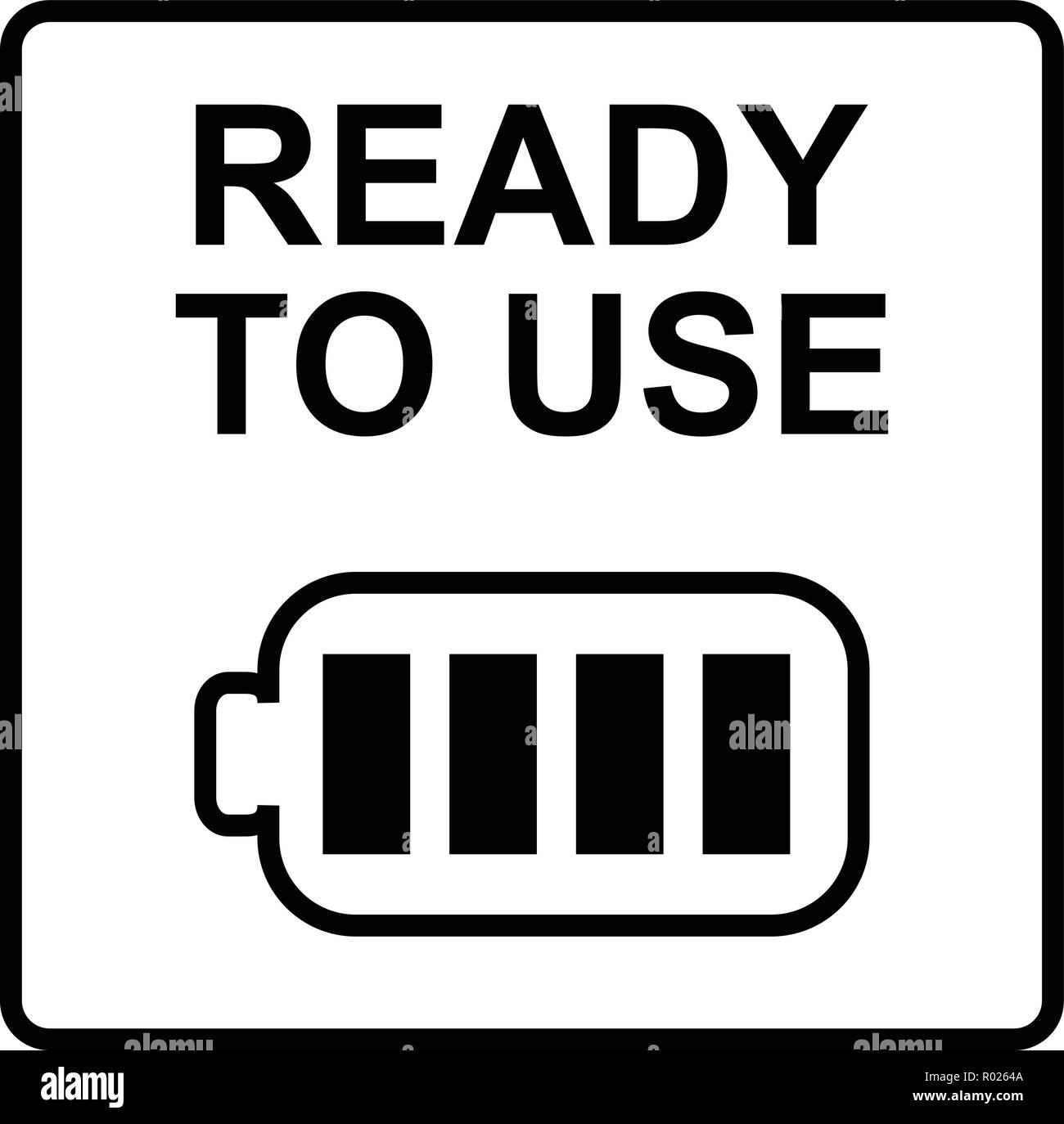 Batteria completamente carica con pronto per l'uso del testo Illustrazione Vettoriale