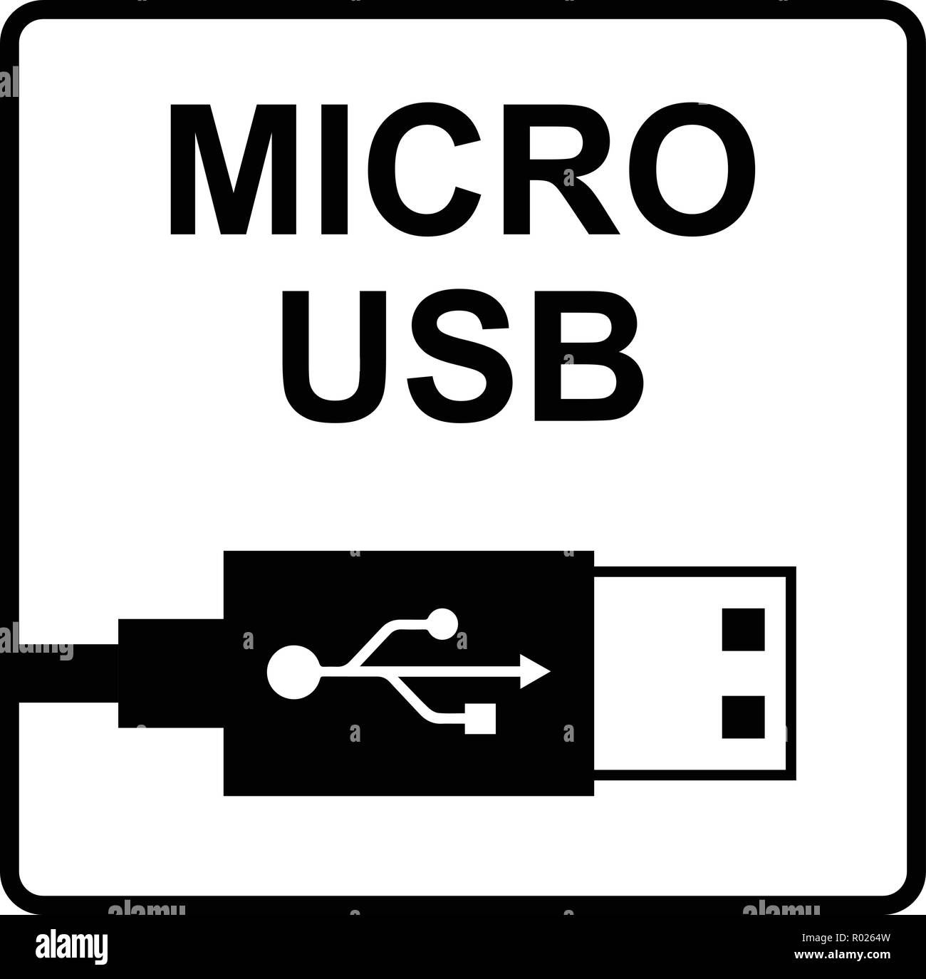 Un nero cavo micro USB vettore di simbolo Illustrazione Vettoriale
