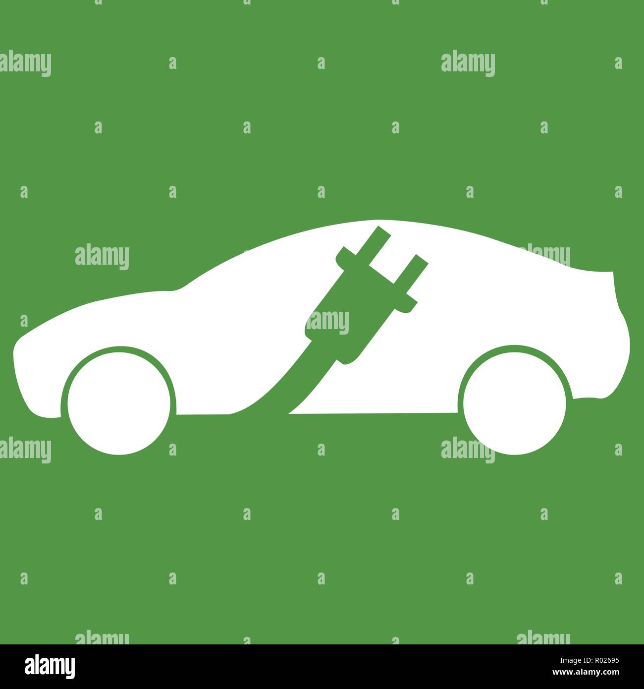 Auto elettrica con cavo di ricarica vettore concettuale Illustrazione Vettoriale