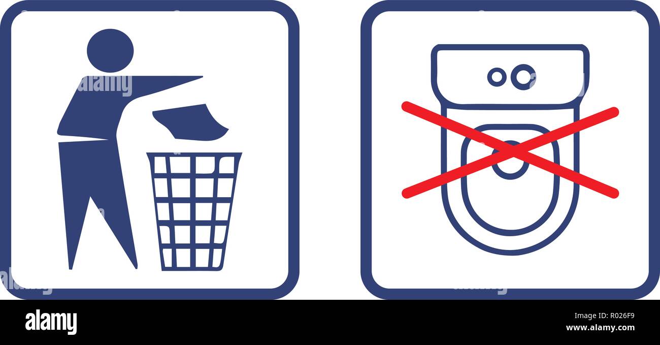 Gettare rifiuti nella lettiera bin non nel wc Immagine e Vettoriale - Alamy