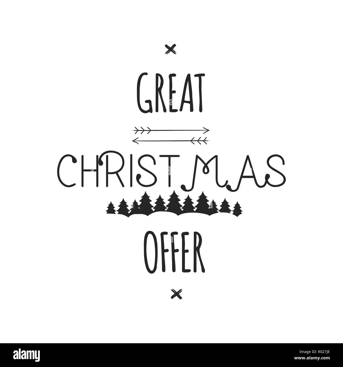 Grande offerta di Natale tipografia overlay. Xmas vendita scritte. Vacanza online e offline di tipo commerciale preventivo. Sconti stagionali emblema. Stock illustrazione vettoriale isolati su sfondo bianco Illustrazione Vettoriale