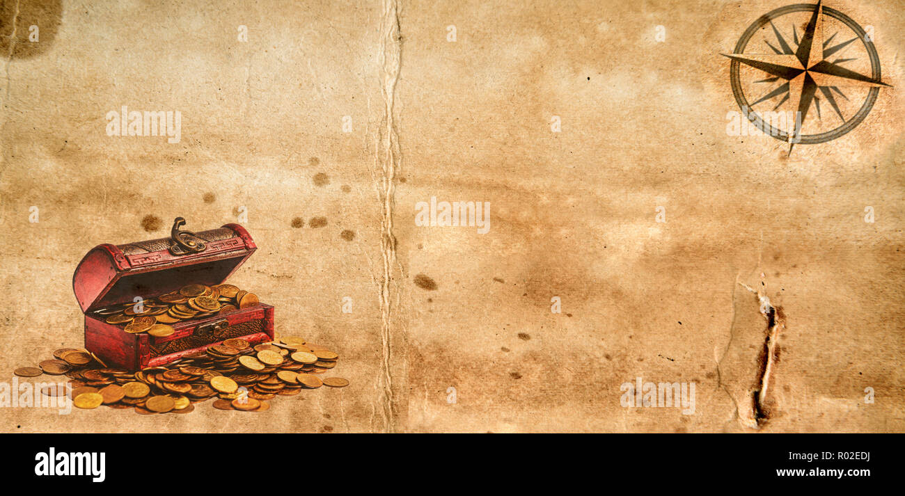 Swono Federa Per Cuscino Rettangolare 30x50 Cm - Mappa Del Tesoro Pirata Su Pergamena - Cotone E Lino - Decorazione Divano E Letto