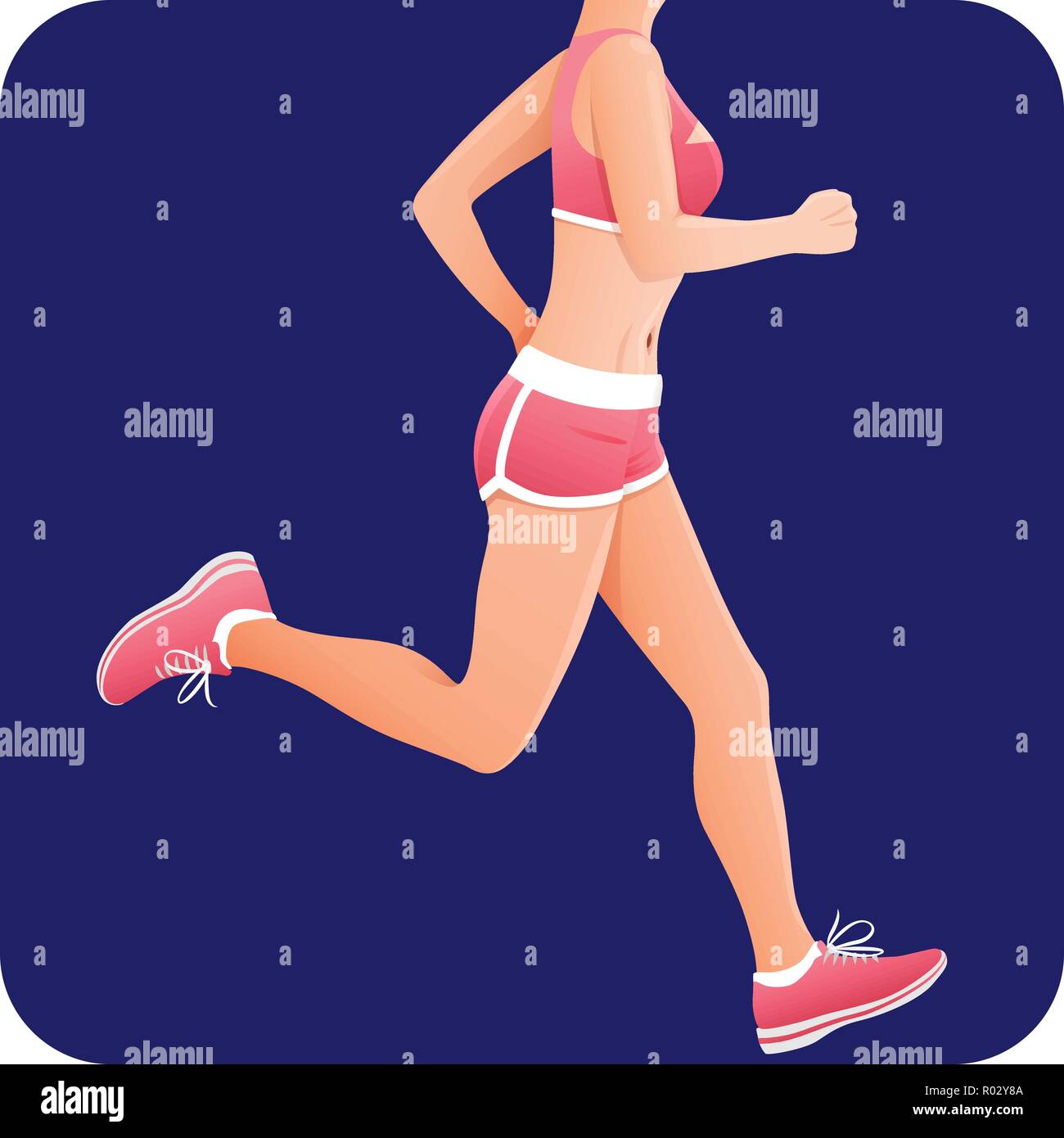 Ragazza Fitness, sportive, femmina runner icona in esecuzione Illustrazione Vettoriale