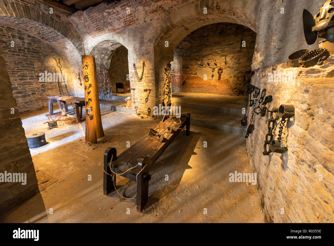 Camera di Tortura al Castello di Gravensteen Foto Stock