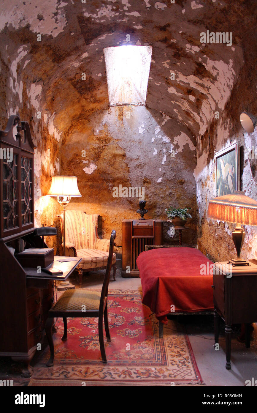 Cella di prigione di Al Capone presso la storica dello Stato della Pennsylvania Penitenzieria, Philadelphia, Pennsylvania Foto Stock