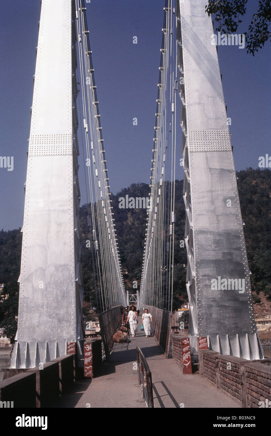 Ram Jhula, Shivanand Jhula, Rishikesh, Uttar Pradesh, India, Asia Foto Stock