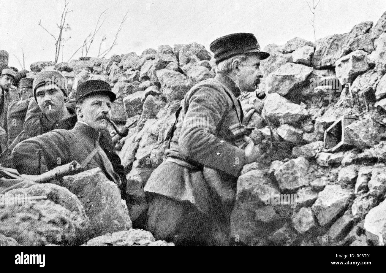 Marchand generale Ispezione di trincee, Champagne, 1915, Francia Foto Stock