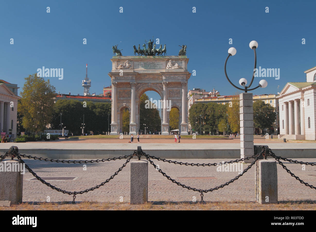 Arco di Trionfo (Arco della Pace), Piazza Sempione. Milano, Italia Foto Stock