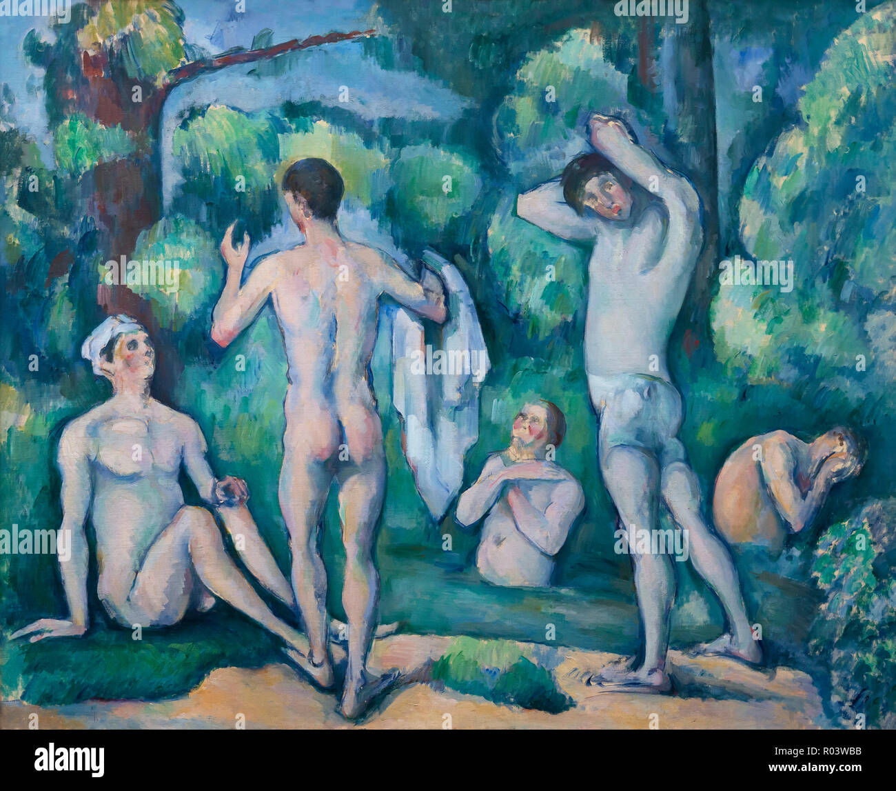 Cinque i bagnanti, Paul Cezanne, 1880-1882, Kunsthaus di Zurigo, Zurigo, Svizzera, Europa Foto Stock