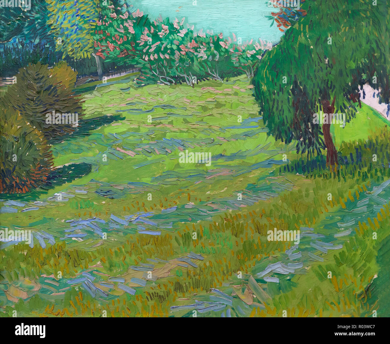 Giardino con salice piangente, prato soleggiato in un parco pubblico, Arles, Vincent van Gogh, 1888, Zurigo Kunsthaus di Zurigo, Svizzera, Europa Foto Stock