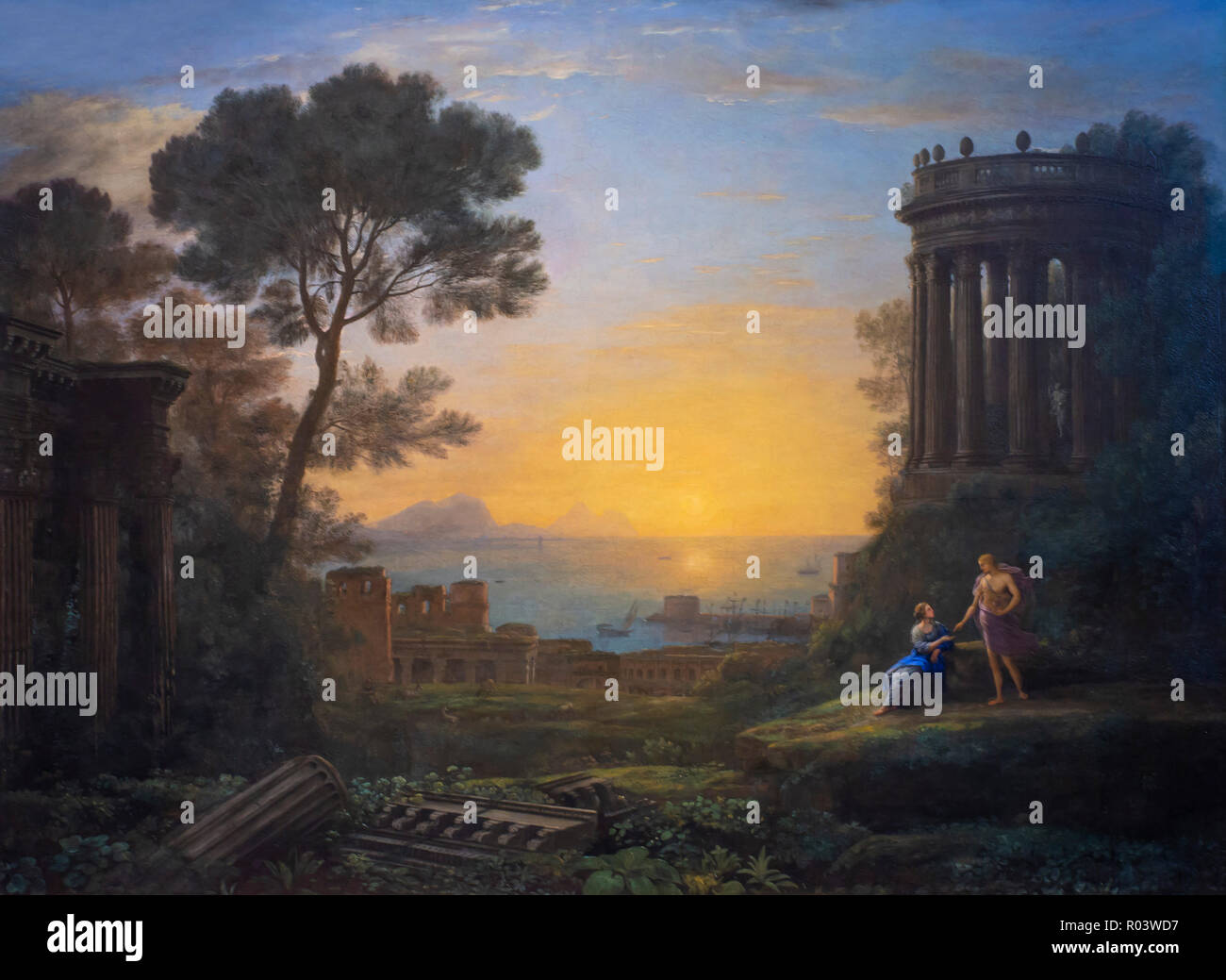 Il paesaggio costiero con Apollo e la Sibilla Cumean, Claude Lorrain, 1665, Zurigo Kunsthaus di Zurigo, Svizzera, Europa Foto Stock