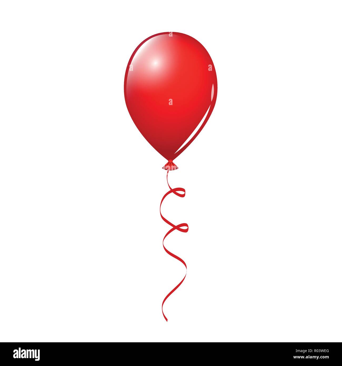 Singolo palloncino rosso isolato su sfondo bianco illustrazione vettoriale EPS10 Illustrazione Vettoriale