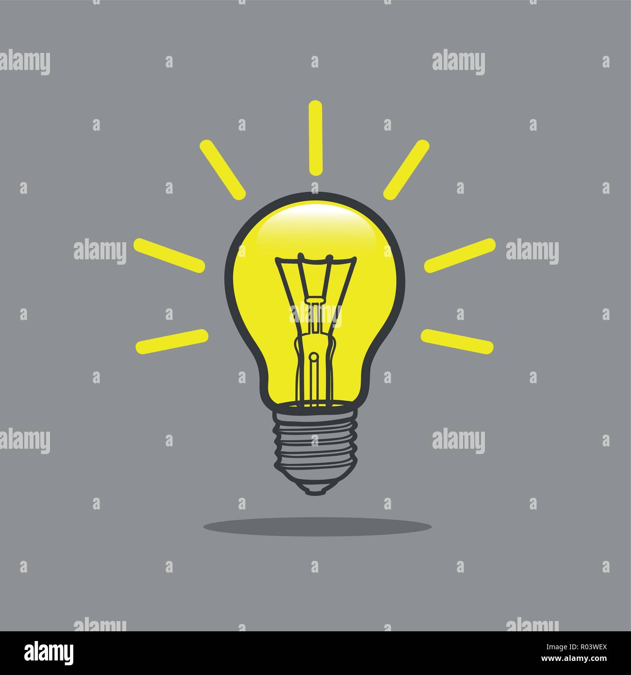 Lampadina con raggi di energia di lucentezza e idea simbolo illustrazione vettoriale Illustrazione Vettoriale