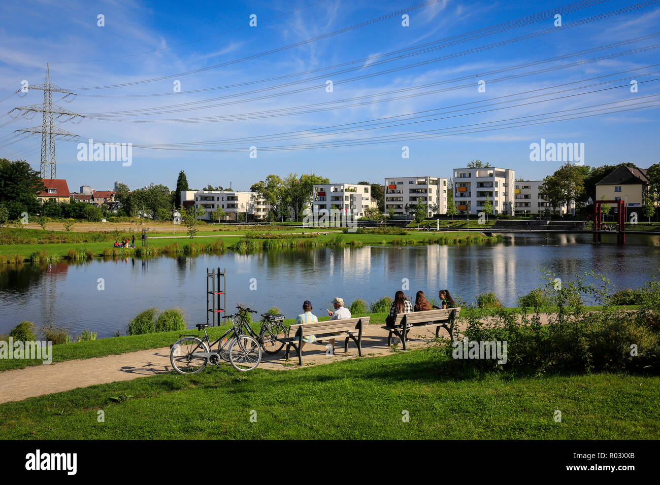 Essen, la zona della Ruhr, Germania, progetto di sviluppo urbano Niederfeldsee Foto Stock