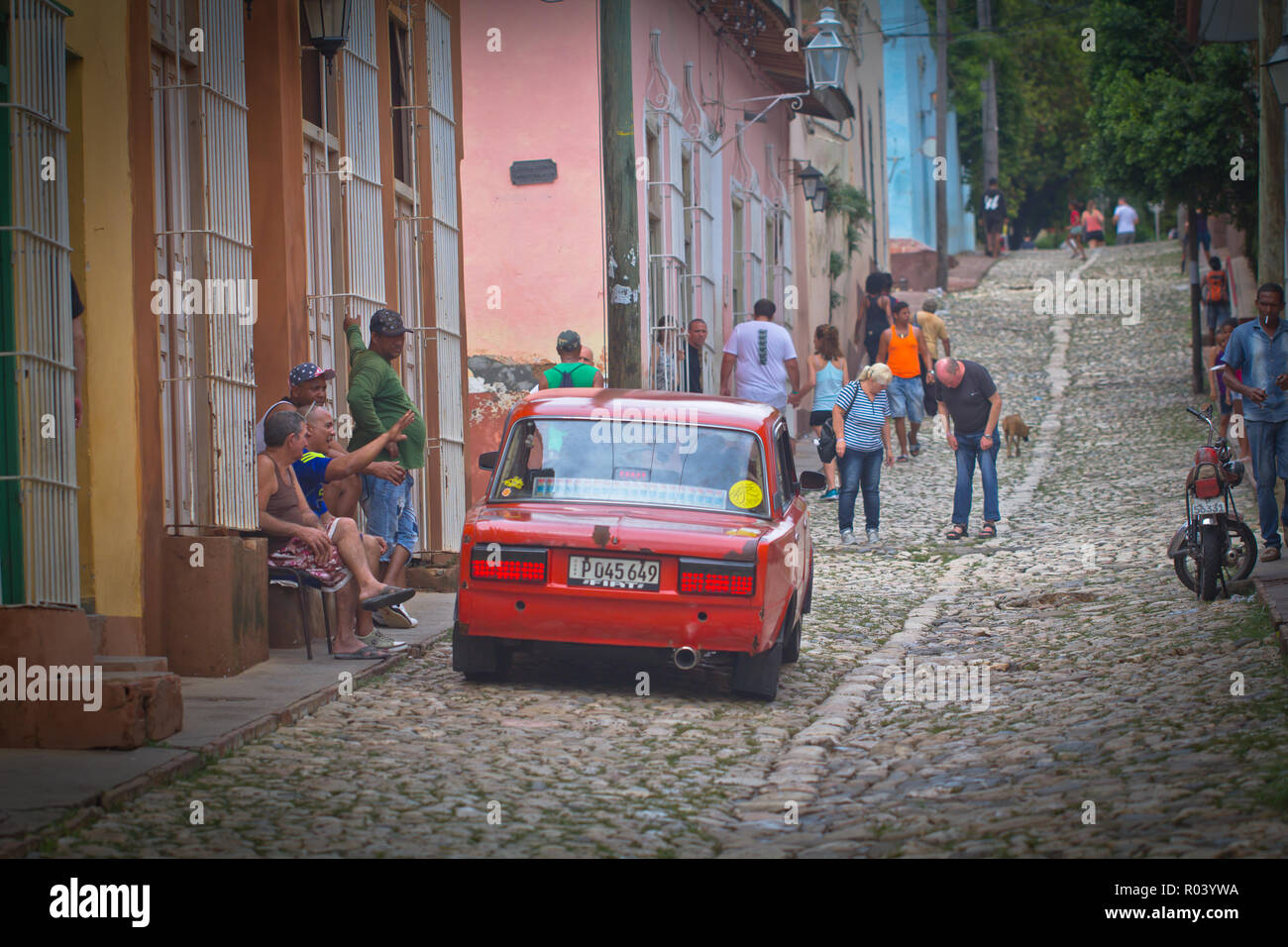 Trinidad è una città nel centro di Cuba, noto per la sua antica citta' coloniale e le strade ciottolate. Foto Stock