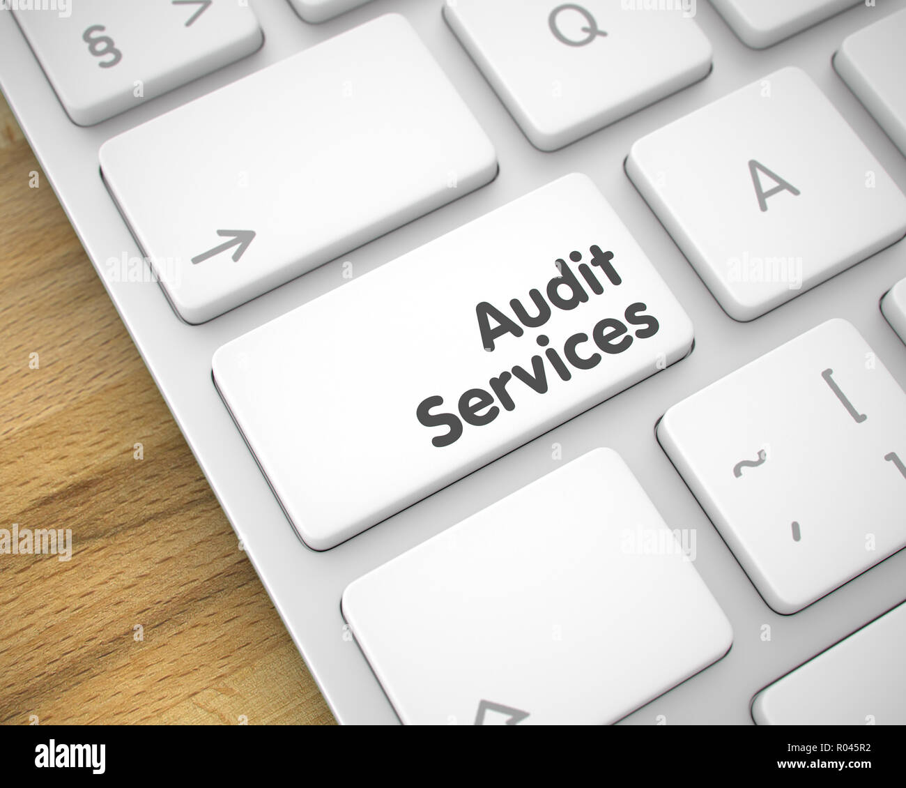 I servizi di audit - iscrizione sul bianco tasto della tastiera. 3D. Foto Stock