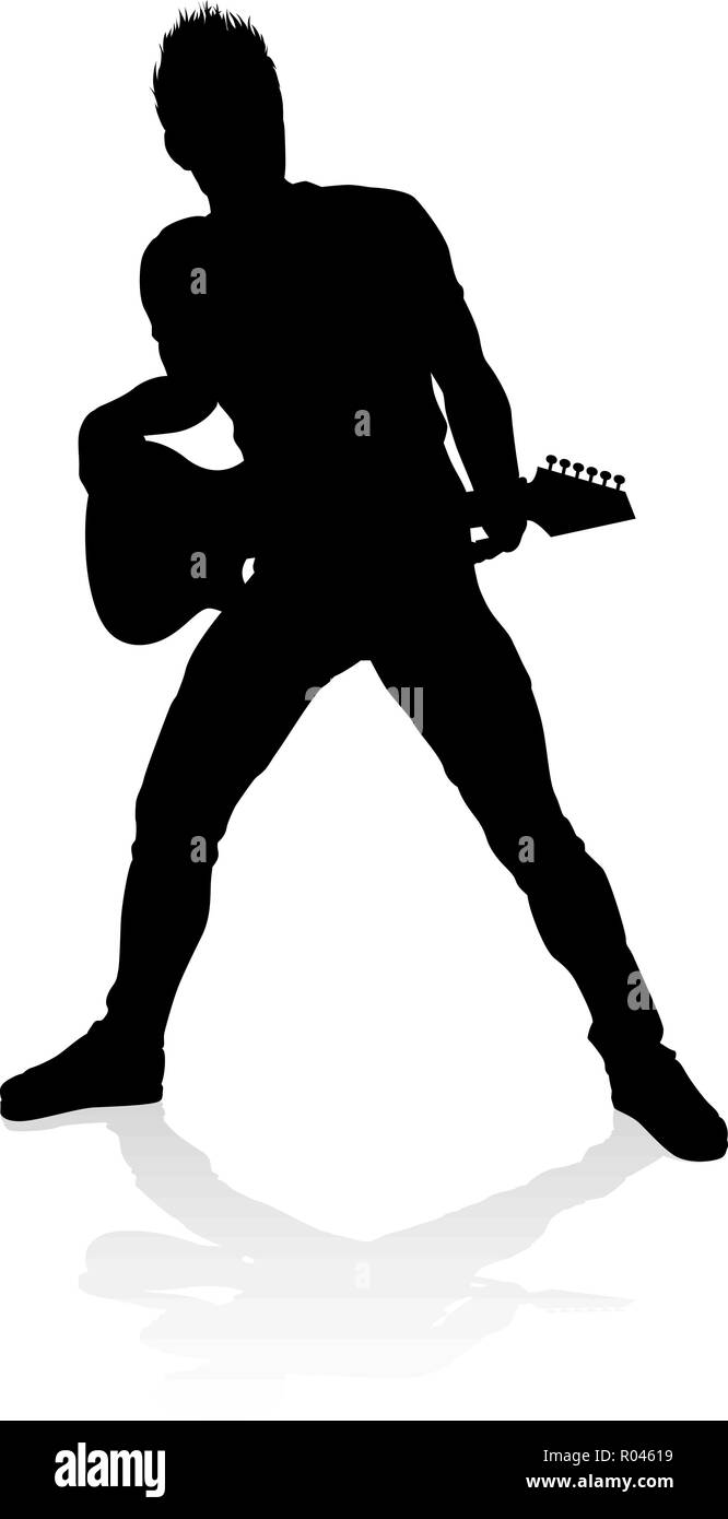 Musicista chitarrista Silhouette Illustrazione Vettoriale