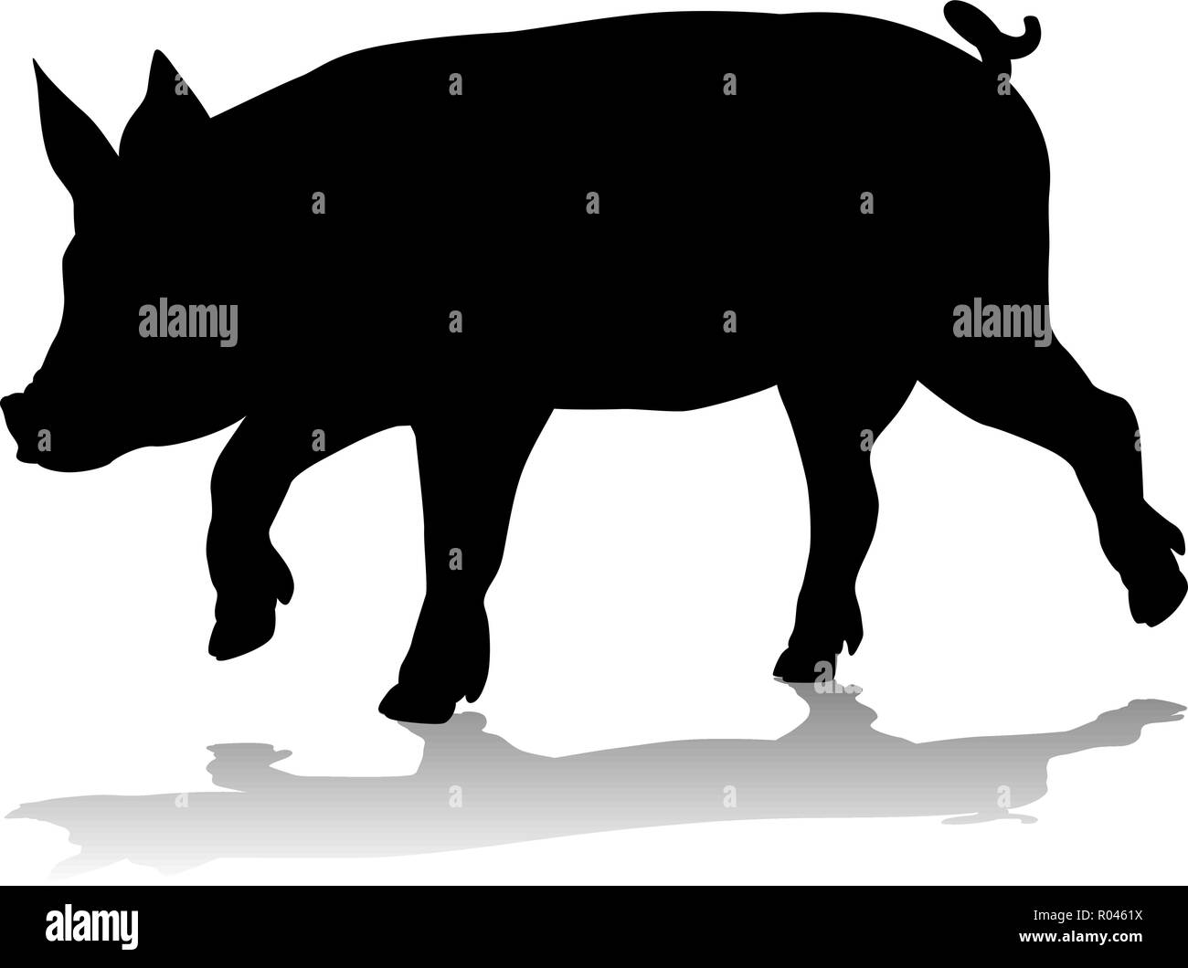 Silhouette di maiale animale della fattoria Illustrazione Vettoriale