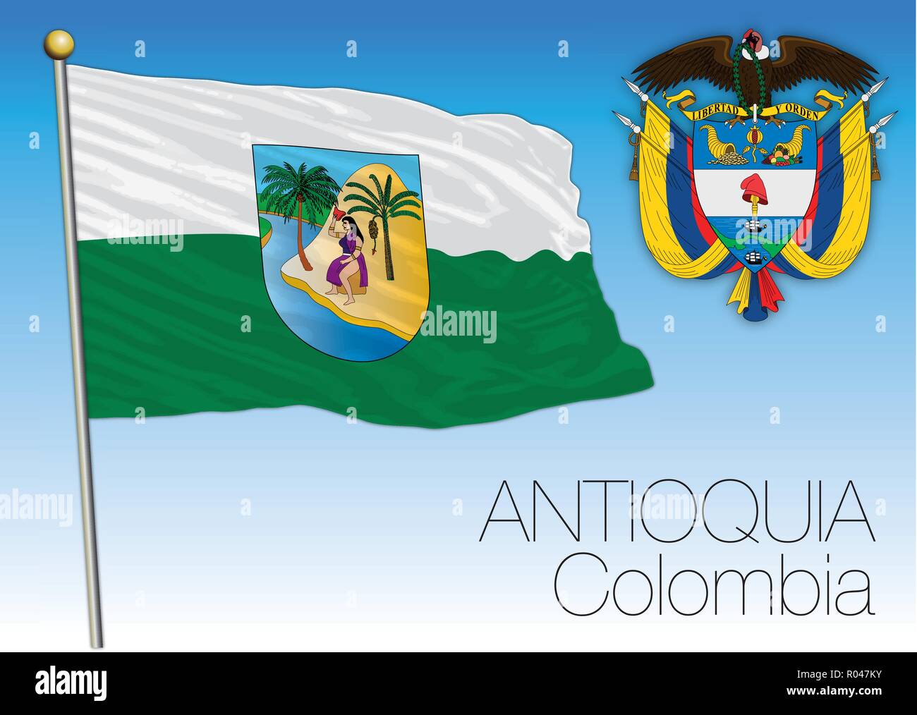 Antioquia bandiera regionale, Republica de Colombia, illustrazione vettoriale Illustrazione Vettoriale