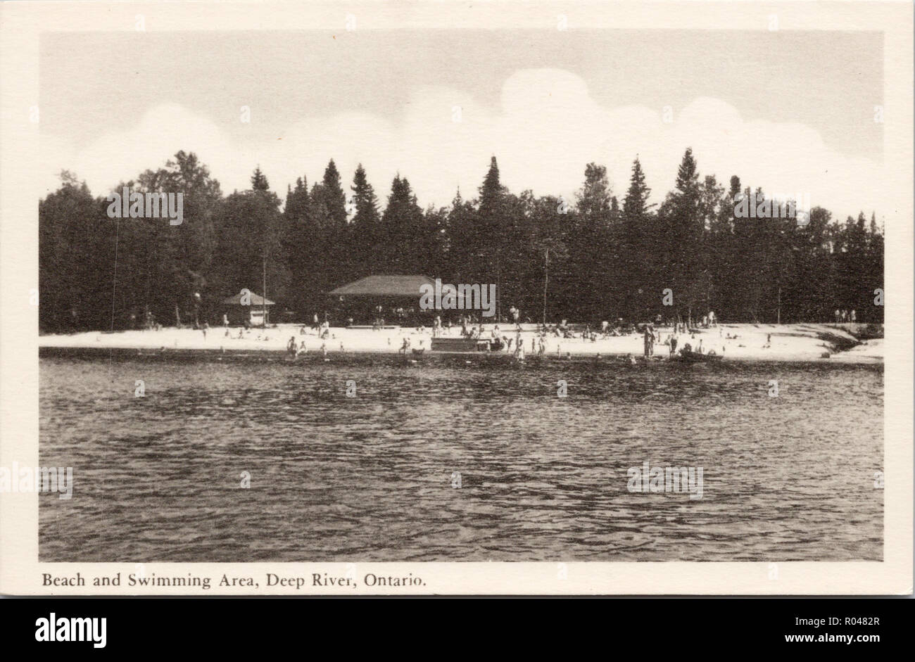 Spiaggia e piscina, fiume profondo Ontario, antichi cartolina Foto Stock